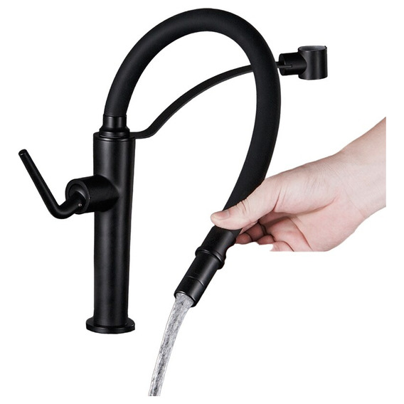 Llave Grifo Lavaplatos Lavaloza Negro Manguera Flexible