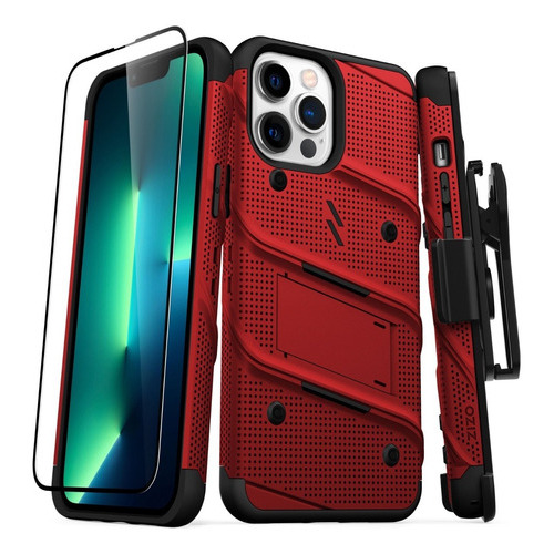 Funda Para iPhone 13 Pro Max Zizo Bolt Y Mica Uso Rudo Origi Color Rojo