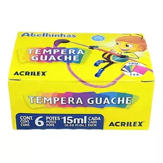 Tinta Guache 6 Cores Acrilex 15ml - Acrilex