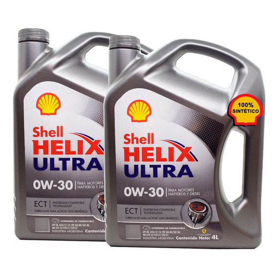 Aceite para motor Shell Helix sintético 0W-30 para autos, pickups & suv de 2 unidades / 8L