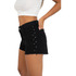 9-8. elastizado L-80 Short Negro desflecado con tachas en los laterales