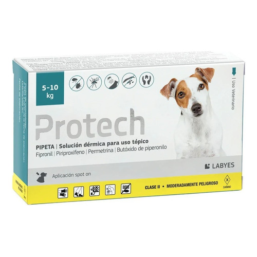 Pipeta Protech Perro 5 A 10 Kg Pulgas Garrapatas Y Mosquitos