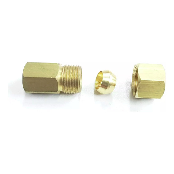 Conector Recto Con Tuerca Y Virola Caño 1/4 X 1/8 Bsp, Latón