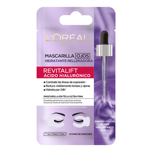 L'Oréal Paris Mascarilla para Ojos Ácido Hialurónico, 1pza