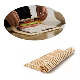 2 Esteiras Sudare Bambu Enrolar Sushi Mat Oriental 23x24 Cm