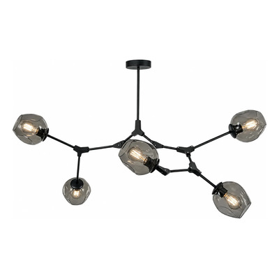  Colgante Ragnar Negro Fume 5 Luces Apto Led E27 Ld Negro