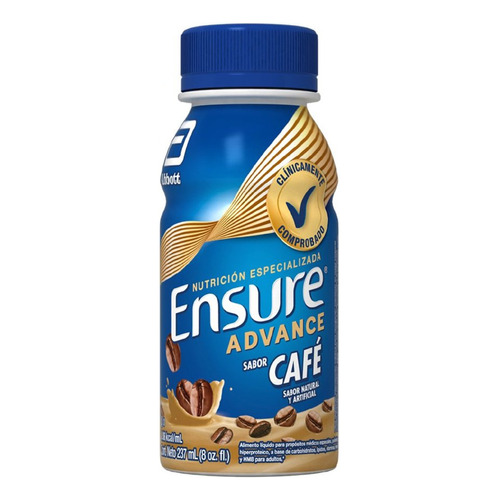 Suplemento en líquido Ensure  Advance omega 3 sabor café en botella de 237mL