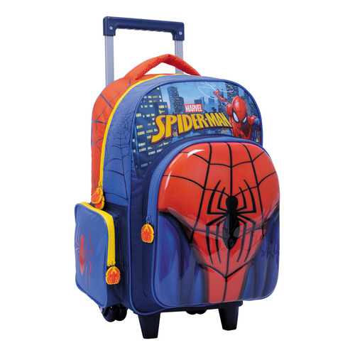 Spiderman Mochila Escolar Carro 16 PuLG Comic Marvel Edu Color Azul y rojo 38227