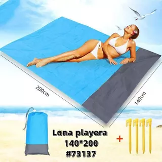 Lona Impermeable Gigante 140x200cm Playa Verano Con Estacas