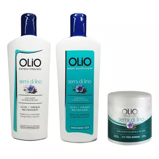 Shampoo + Acondicionador + Baño De Crema Semi Di Lino Olio