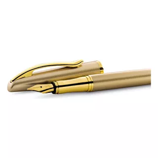 Caneta Pelikan Tinteiro Pena Jazz Gold Edição Limitada Tinta Azul Exterior Dourado