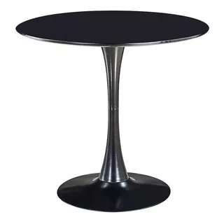 Mesa Tulip Redonda Negra Premium Base Metal Mate Color De La Tapa Negro