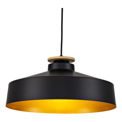 Lampara Colgante Moderno Negro Dorado E27 Madera M7401n Mks Negro