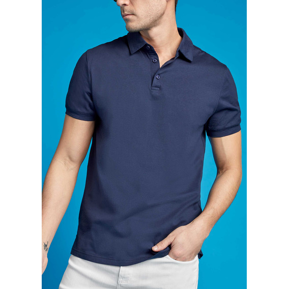 Playera Ferrato Hombre Tipo Polo Manga Corta Azul Marino