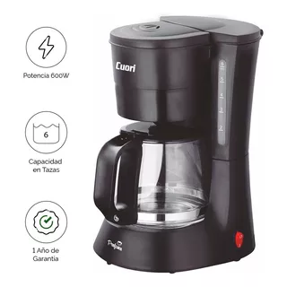 Cafetera Automática De Goteo 6 Tazas Y 600w Cuori Profumo Color Negro