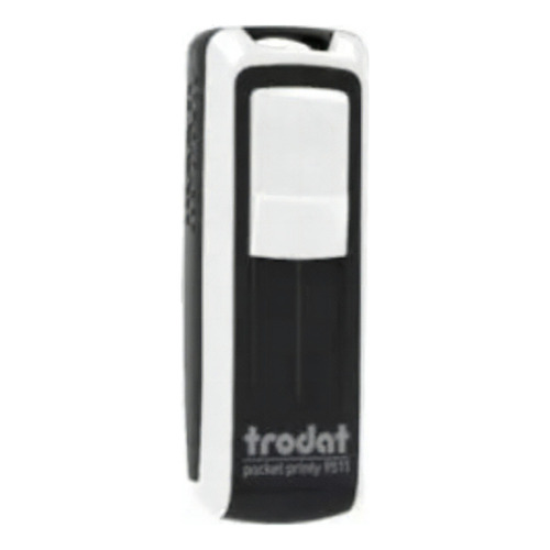 Stamp Trodat Pocket Printy 9511, 14 x 38 mm, color de tinta: negro, color exterior: blanco y negro