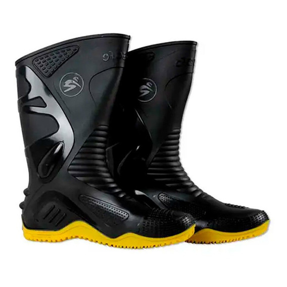 Bota Moto Lluvia Impermeable Motosafe Suela Amarilla