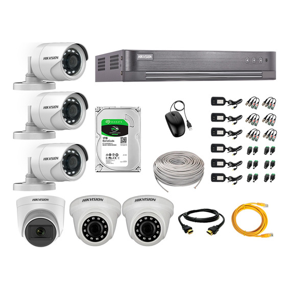 Cámaras Vigilancia Kit 6 Hikvision Full Hd 1tb + Microfono