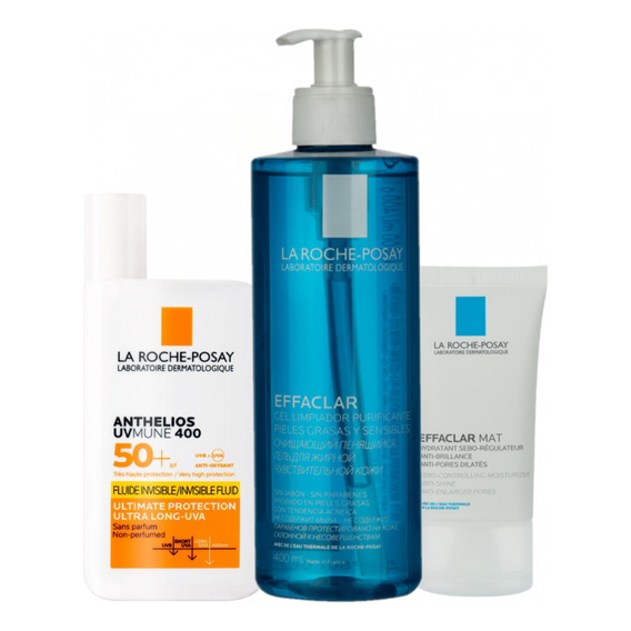 Combo La Roche Posay Anthelios + Effaclar Gel + Mat Hydra