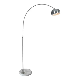 Luminária Chão 1,7m Piso Arco Mármore Led Lustre Metal 801s Cor Da Estrutura Base Preta / Corpo Prata