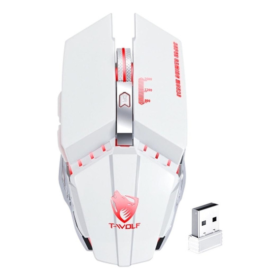 Mouse Gamer Inalámbrico T-wolf Q15 Con Bateria Integrada Color Blanco