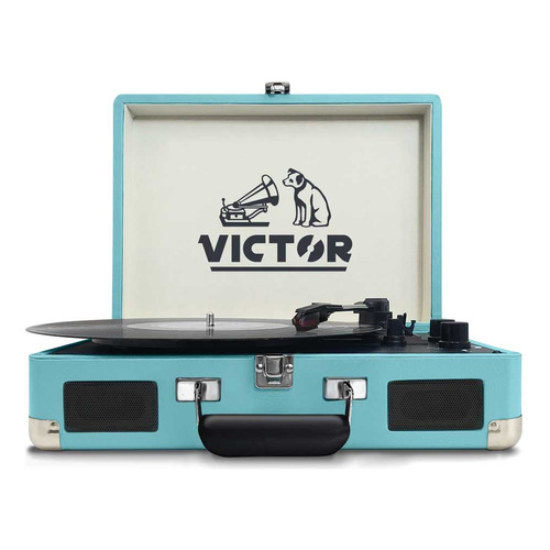 Toca Discos - Victor Metro Dual Bluetooth Suitcase Turquoise Color Turquesa