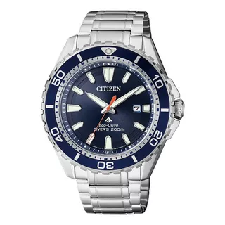 Reloj Citizen Hombre Eco-drive Sumergible 200 M Bn019180l Color De La Malla Plateado Color Del Bisel Azul Color Del Fondo Azul