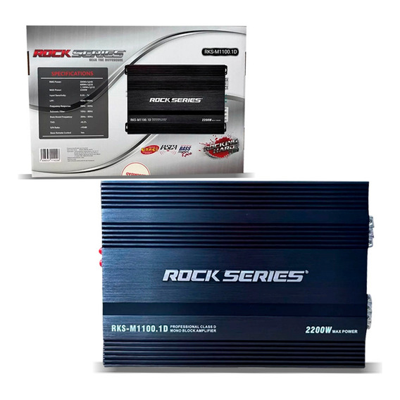 Amplificador para auto/camioneta Rock Series RKSM 1100.1D clase D con 1 canal y 1100W negro