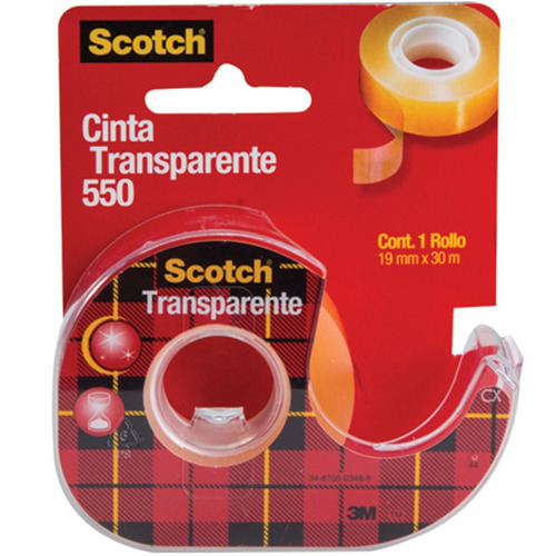 Cinta Adhesiva Scotch 3m 550 0.19x30m Con Despachador /v