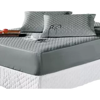 Protetor Colchão Capa Impermeável Cama King 1 Peça Branco Cor Cinza