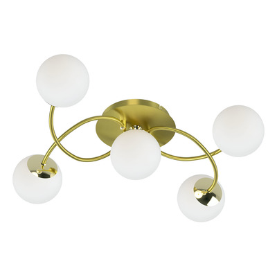 Plafon Techo 5 Luces Globo Opal G9 Linea Relleu Oro Rd