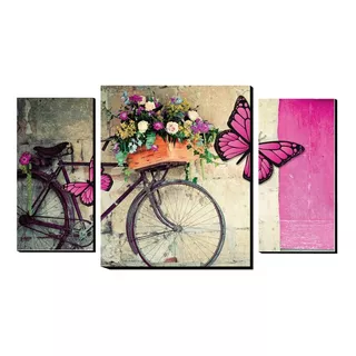 Cuadro Decorativo Bicicleta Y Mariposa Vintage