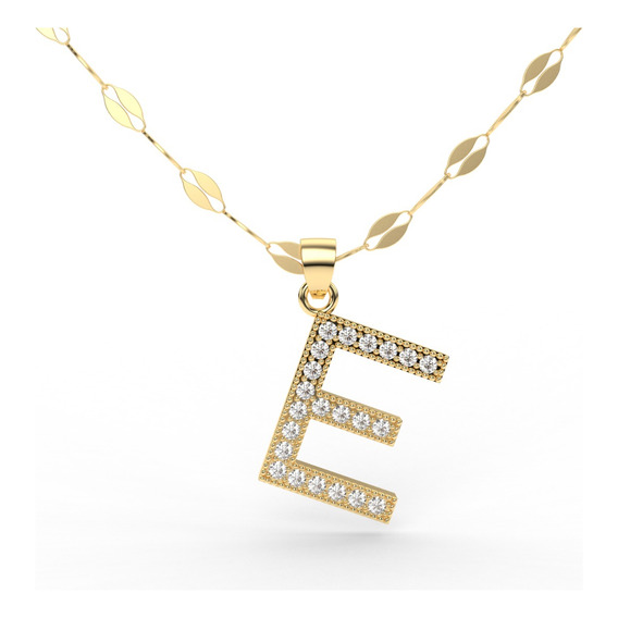 Collares Mujer Inicial Letras Oro 10k Kilates Italiano Color E