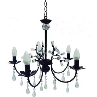 Lampara Colgante Lagrima Candelabro 5 Brazos Negra