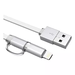 Cable Universal 2 En 1 Microusb Compatible Con Lightning Color Blanco