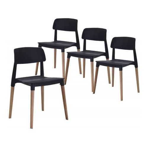 Pack 4 Sillas Comedor Milan Apilable Nordica Moderna Ct Color de la estructura de la silla Negro