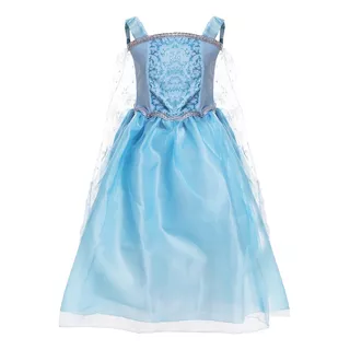 Fantasia Vestido Elsa Frozen Com Capa Infantil