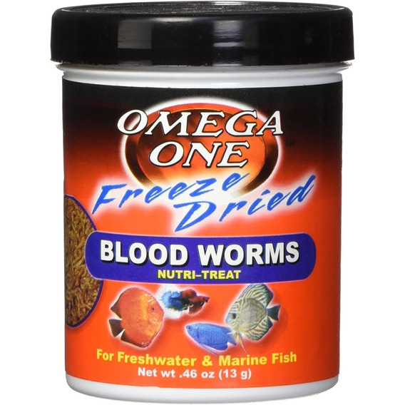 Omega One Blood Worms Freeze Dried Nutri-Treat 13g Alimento Para Peces Gambas A Base de Gusanos de Sangre Liofilizados Sanck Proteina 55%