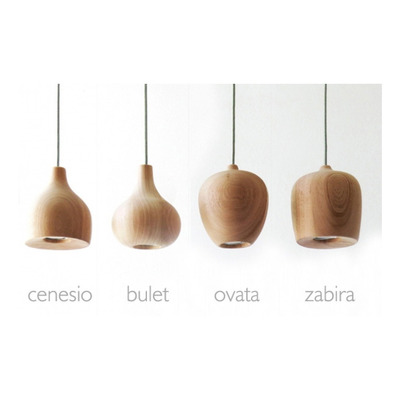 Lámpara Colgante Cenesio Madera Cedro Led Gu10 Moderno Obj