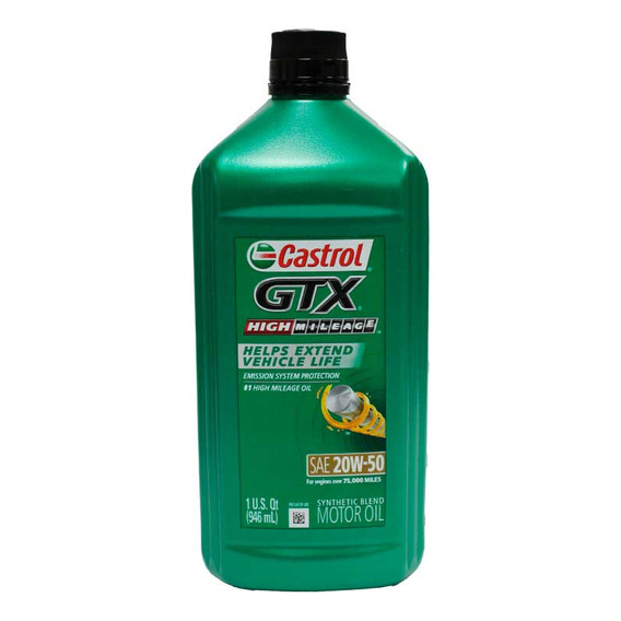 Aceite De Motor. Gtx High Mileage 20w-50, 1qt Us Castrol