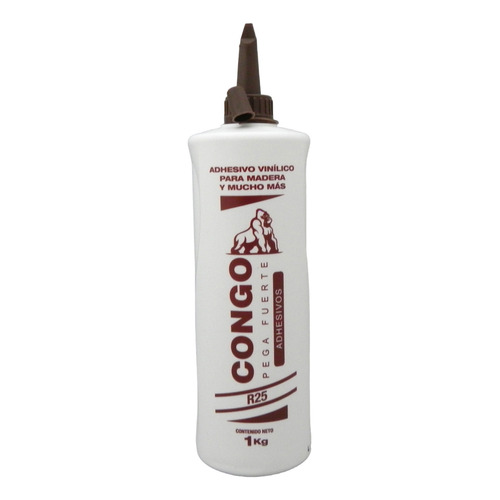 Cola Carpintero Adhesivo Vinilico Congo R25 Envase de 1 Kilogramo Color Blanco No toxico