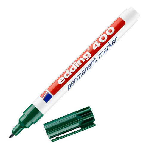 Marcador Edding 400 Permanente Indeleble Punta Fina Caja X10 Color Verde