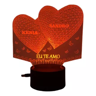 Luminária Led A Pilha , Coração, Abajur, 1 Cor, Decoração