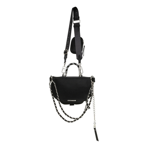 Bolsa Crossbody Btough Steve Madden Para Dama Acabado de los herrajes Níquel Color Negro Correa de hombro Negro Diseño de la tela Liso