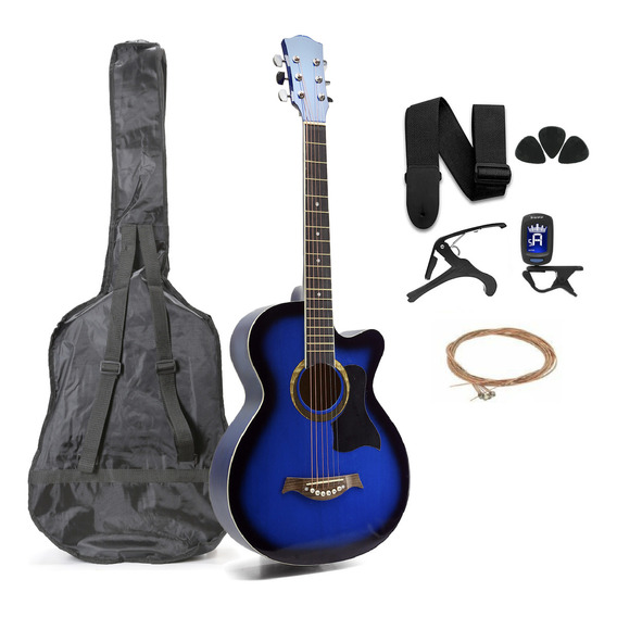 Guitarra Acústica Femmto Ag002 Para Diestros Color Azul Arce Brillante