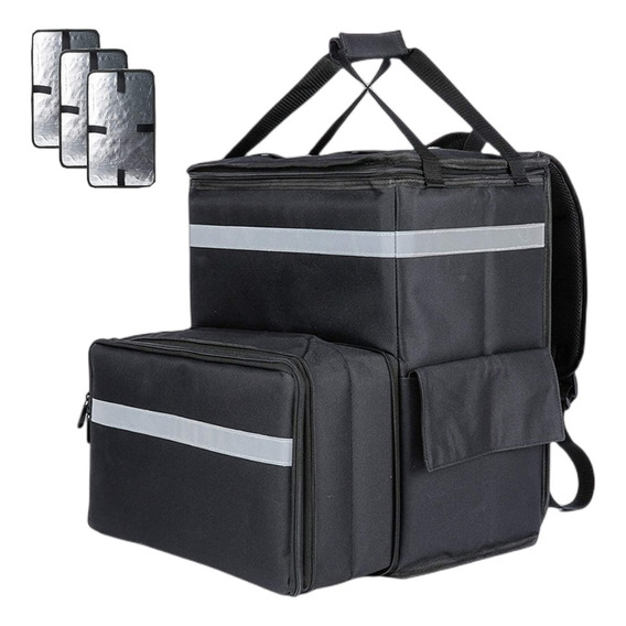 Mochila Térmica Multifuncional Delivery Backpack Repartidor Tipo Uber Con Divisores Grande Negro
