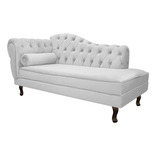 Divã Recamier Sofá Diana 160cm Direito Suede Am Moveis Cor Branco