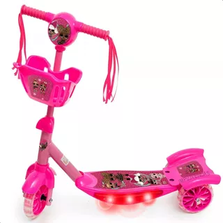 Patinete Musical Frozen Três Rodas Infantil Crianças 5 Anos Cor Rosa Lol - Rosa