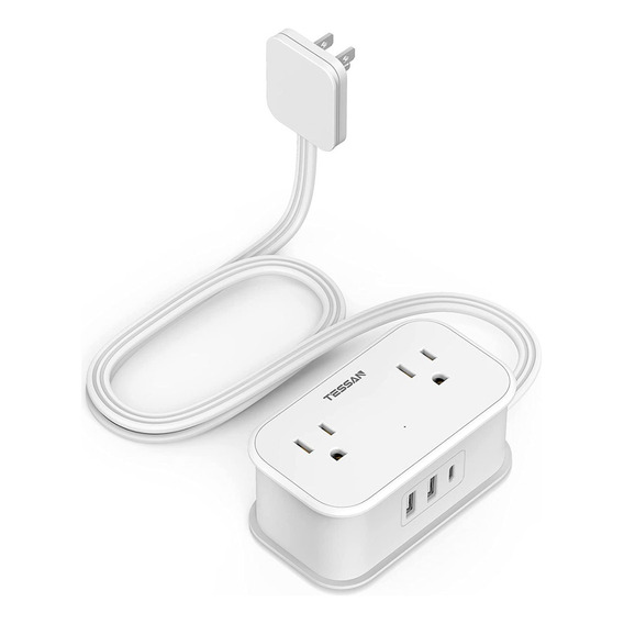 Regleta De Alimentación De Viaje De 4 Tomas De Pared, 3 Usb