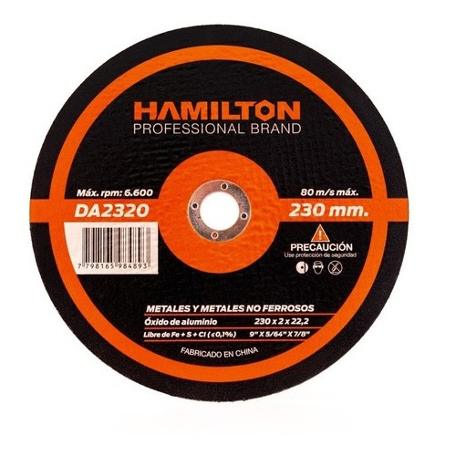 Disco Abrasivo Para Corte De Metales Hamilton 230 X 2mm